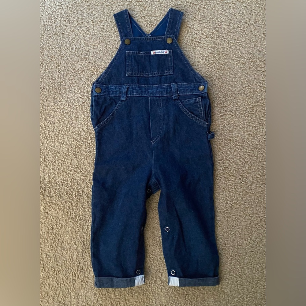 Health-Tex 24M baby toddler VTG blue jean bib USA made overalls